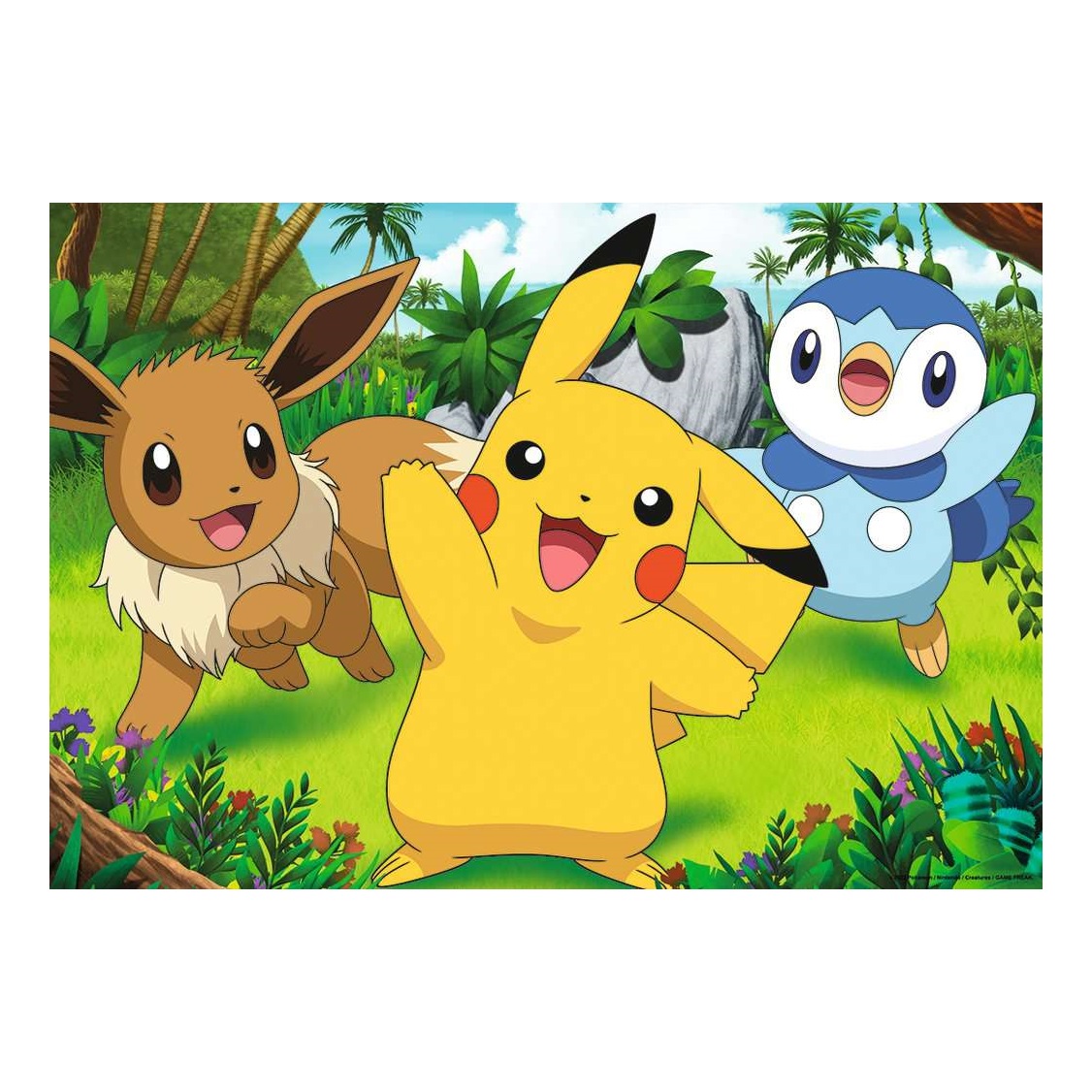 Pokemon puslespill for barn med Picachu, Eevee og Pipulp