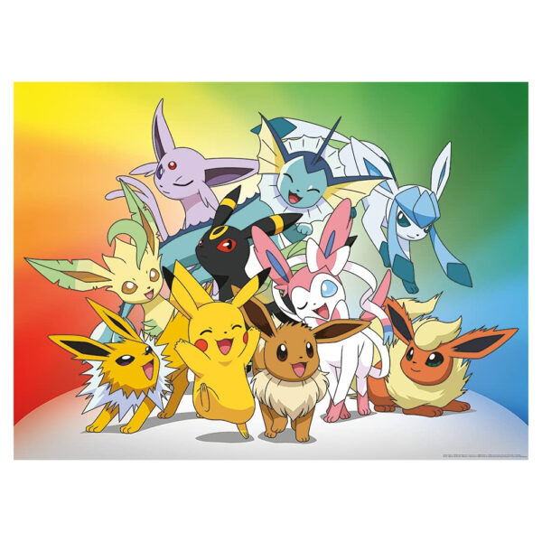 Pokemon puslespill med Pikachu og Eevee utviklingene.